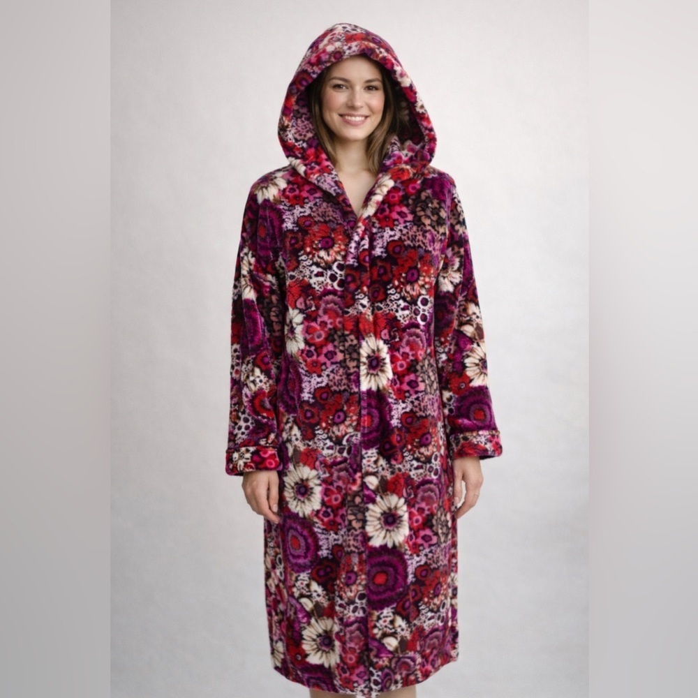 Vera Bradley Rosewood plush Robe Multicolor Fleece Accessory Womens size S/M